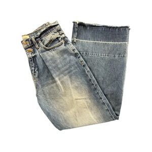 FRAME Mosaic‎ Pleated Jean in Mesa High Rise with Raw/ Released Hem Women's